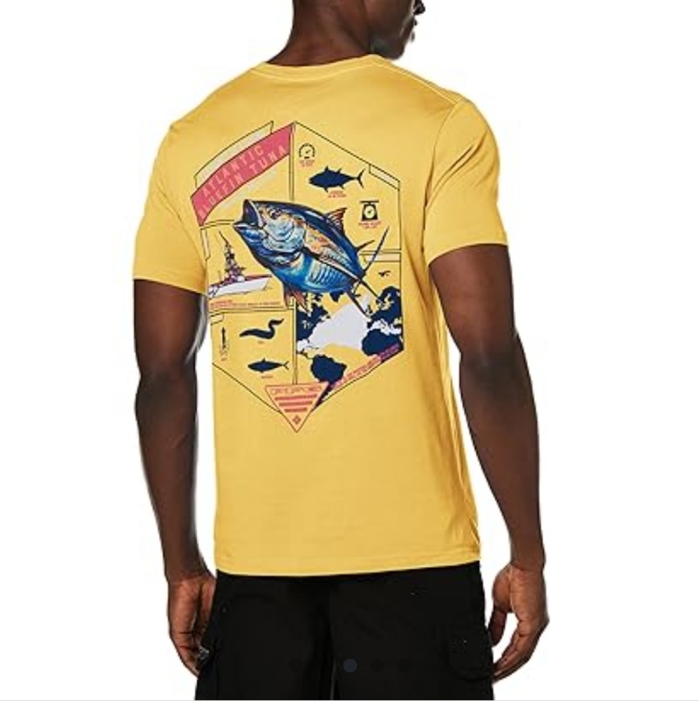 COLUMBIA PFG ATLANTIC BLUEFIN TUNA T SHIRT, YELLOW XXL